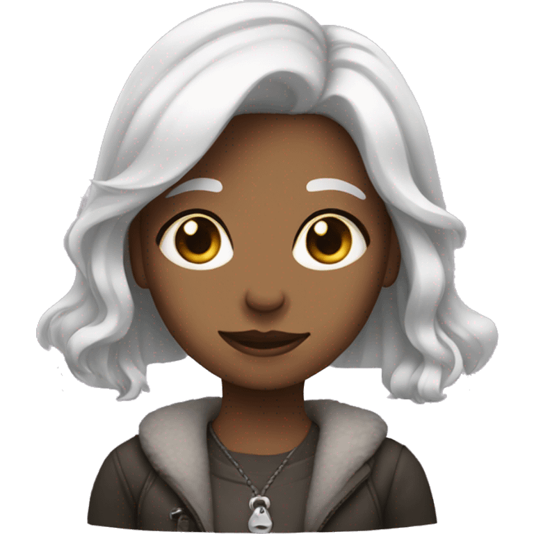 white-haired girl with puppy ears emoji