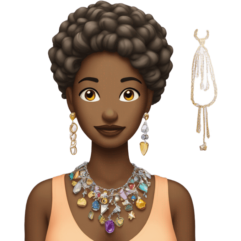 Woman with jewelry indoors emoji