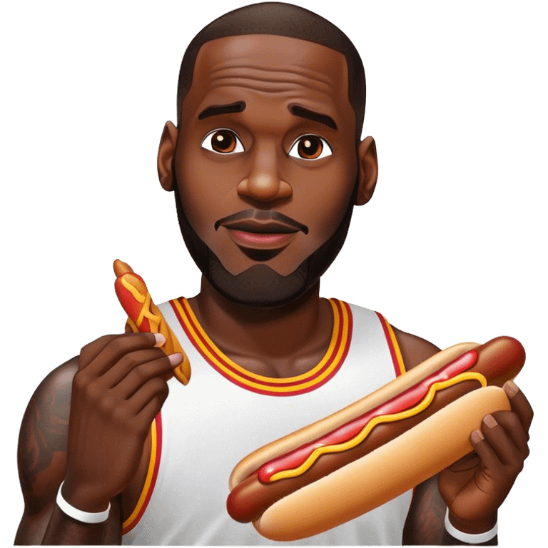 Lebron eating a hot dog emoji