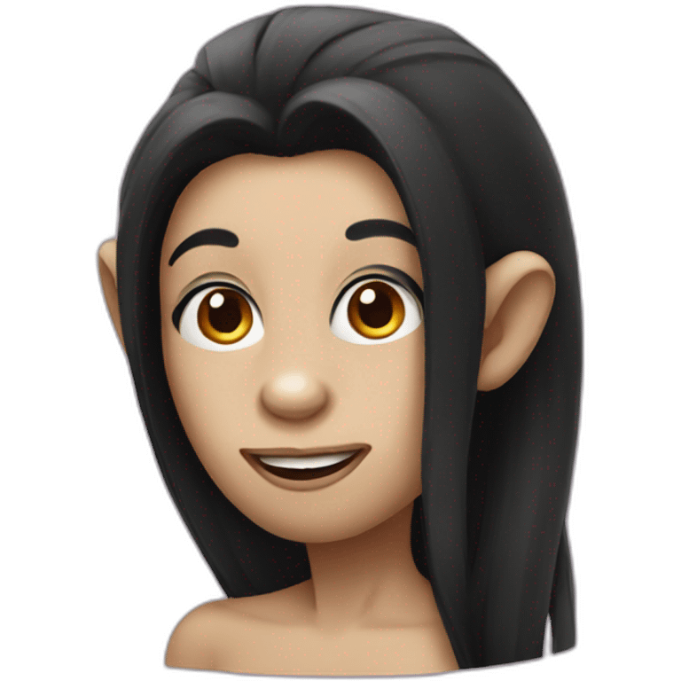 Monkey with long black hair and makeup emoji