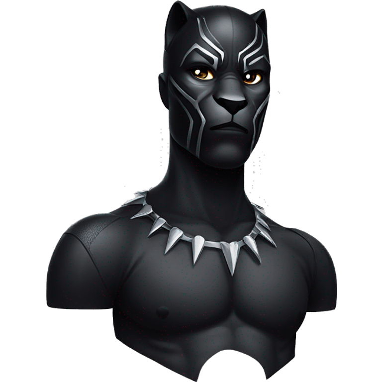 Black panther with dots visible and aggressive face and eyes but mouth closed emoji