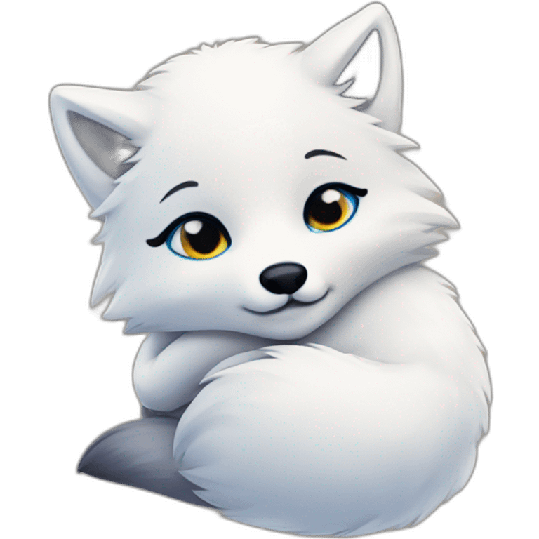 Cute Arctic fox hugging  emoji