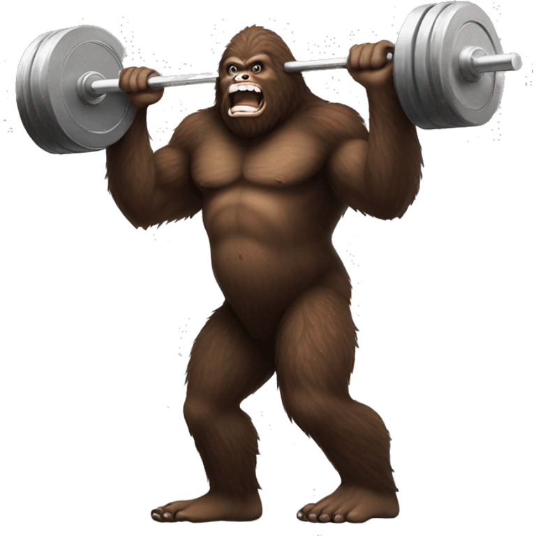 Bigfoot lifting barbell emoji