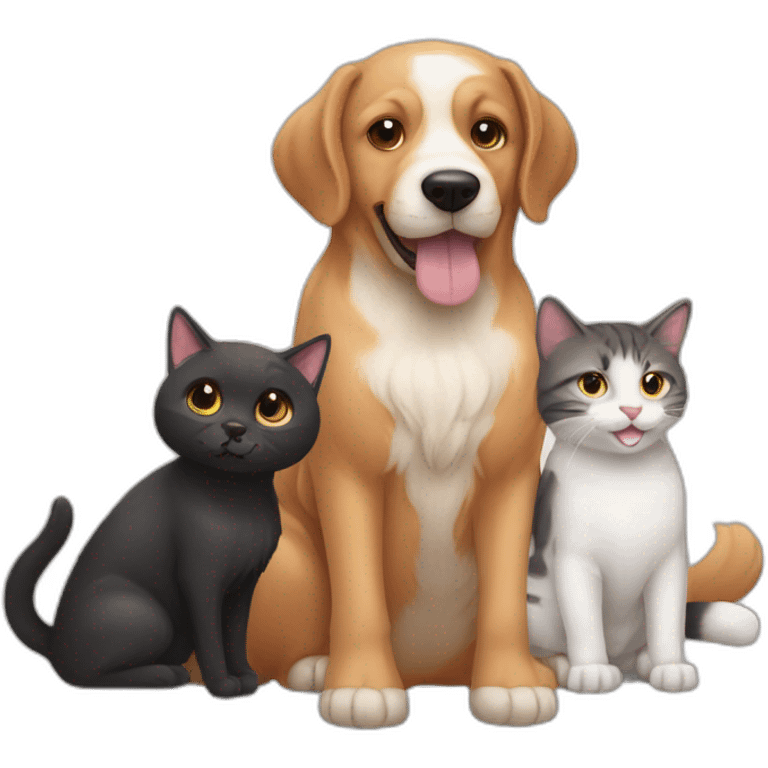 2 dogs and 1 cat playing together emoji