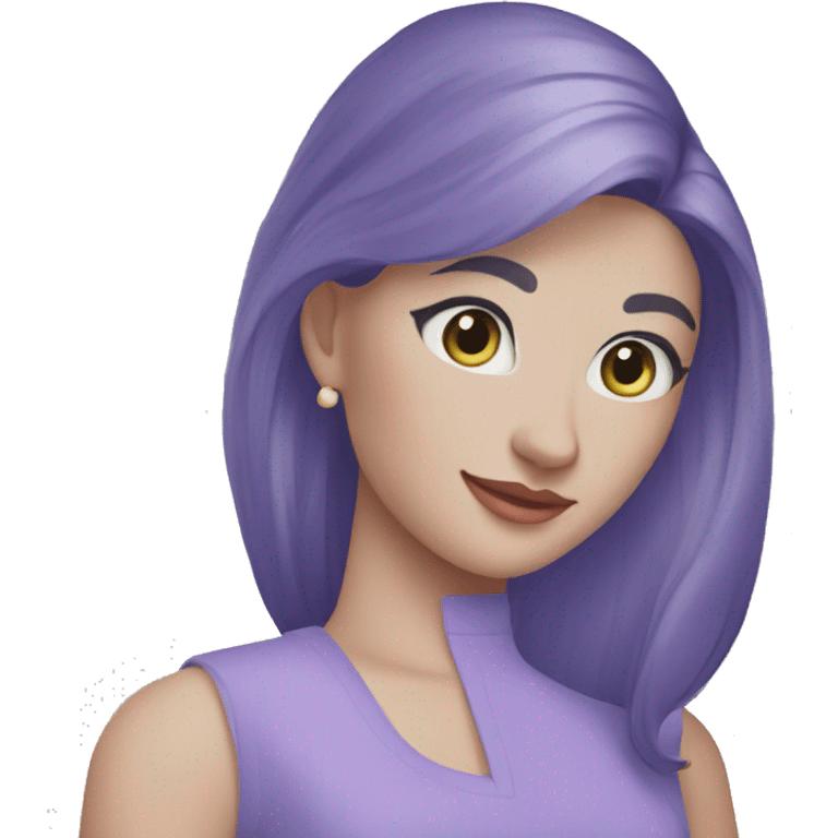 A young woman with lavender kurti white spots showing left side emoji