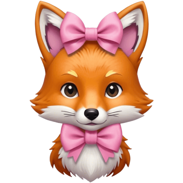 A fox with a pink bow just under his ear. emoji