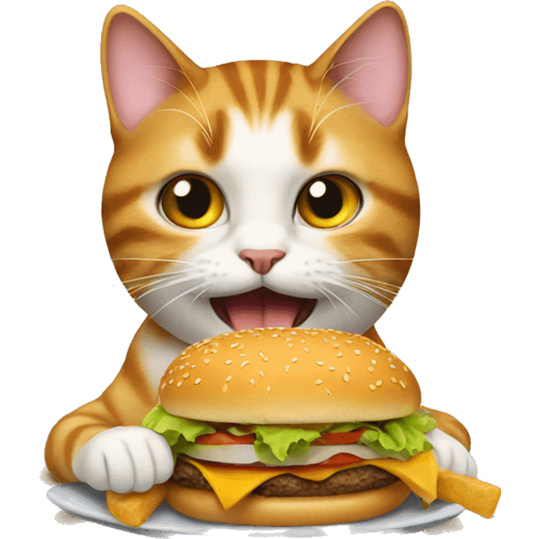 Cat eating hamburger emoji