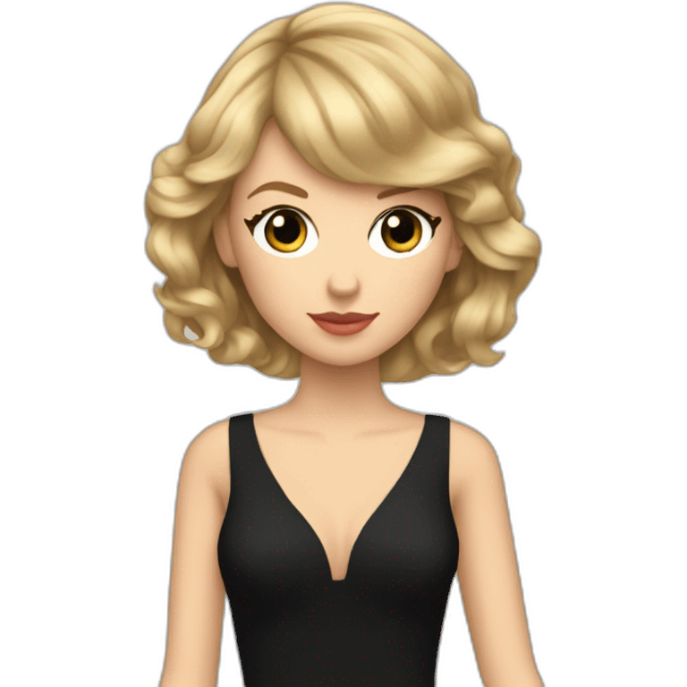 Taylor swift with black dress and snap in the arm emoji