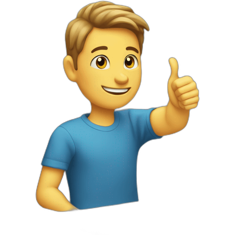 Thumbs up kid at computer emoji