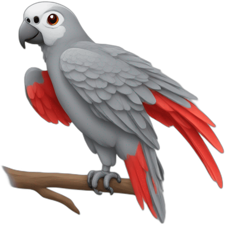 Gray parrot red tail emoji