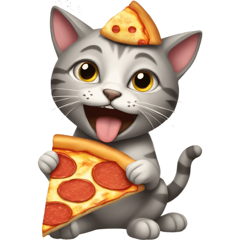 Cat eating pizza emoji