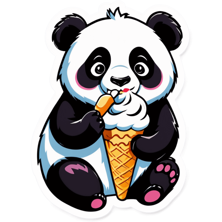 Panda eating ice cream emoji