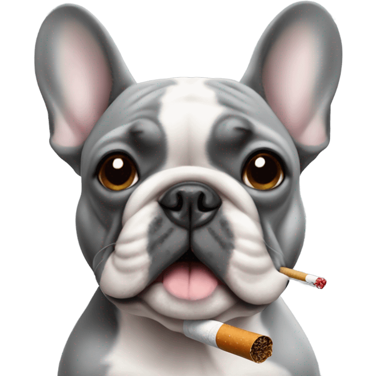 Gray French Bulldog smoking a cigarette emoji