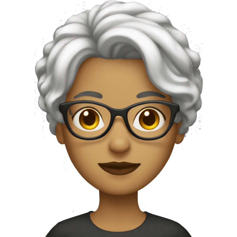 mujer blanca con lentes, pelo corto de color oscuro emoji