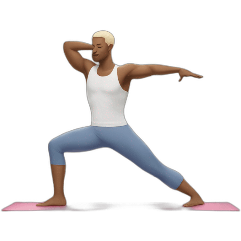 white man doing warrior 2 yoga pose emoji