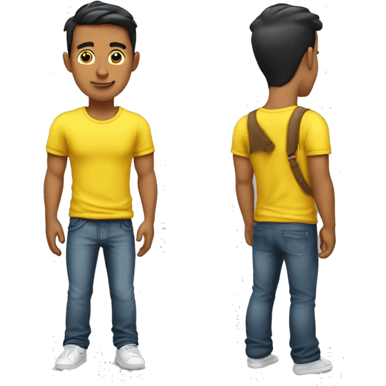 hombre joven con playera amarilla con cabello chino largo de piel blanca emoji