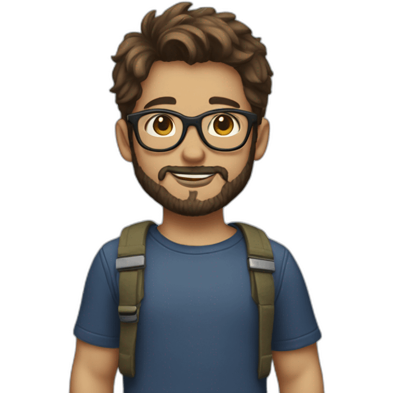 boy with spects and beard normal hair shirt of avengers emoji