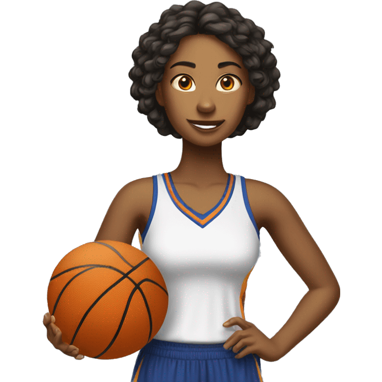 Chica vestida elegante y con una pelota de baloncesto  emoji