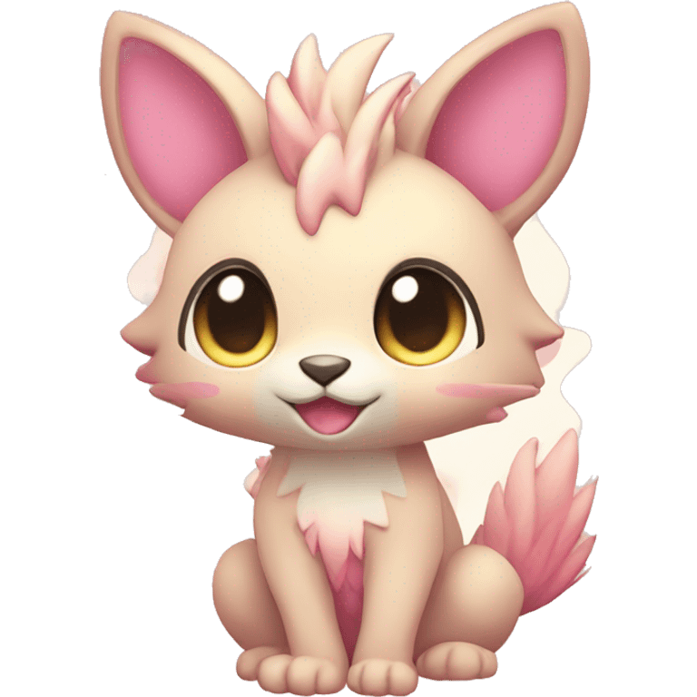 Cute cool beige pink animal hybrid Fakemon full body emoji