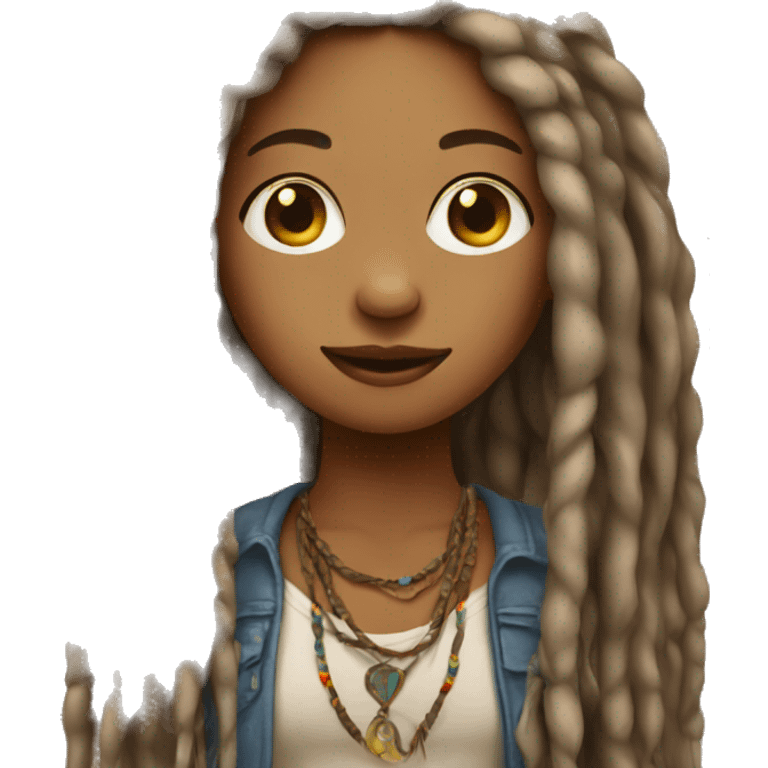 Hippie girl with dreads emoji