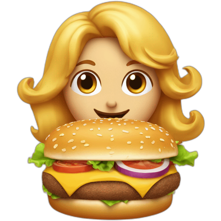 Une sirène qui mange un hamburger emoji