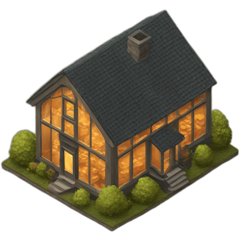 Whiskey glass house isometric emoji