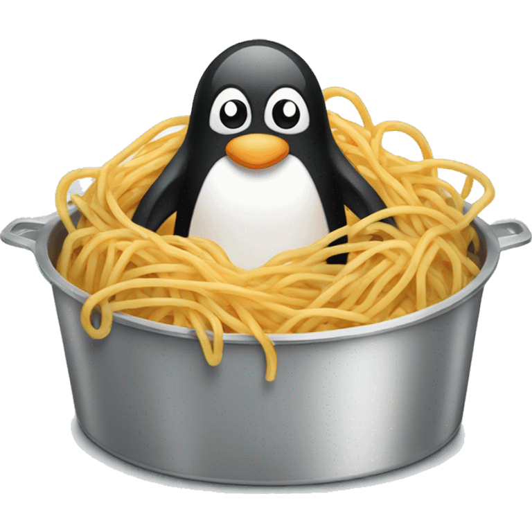 penguin in a tub of spaghetti emoji