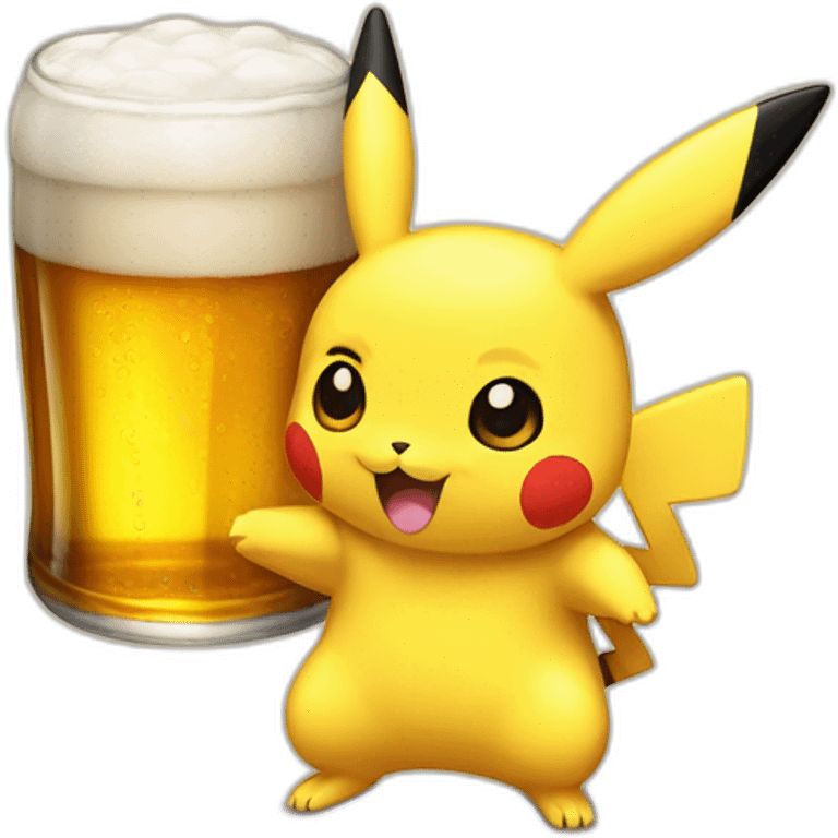 Pikatchu handed a beer emoji