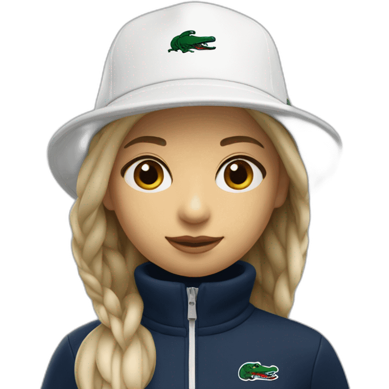 Lacoste bag girl with black lacoste hat emoji