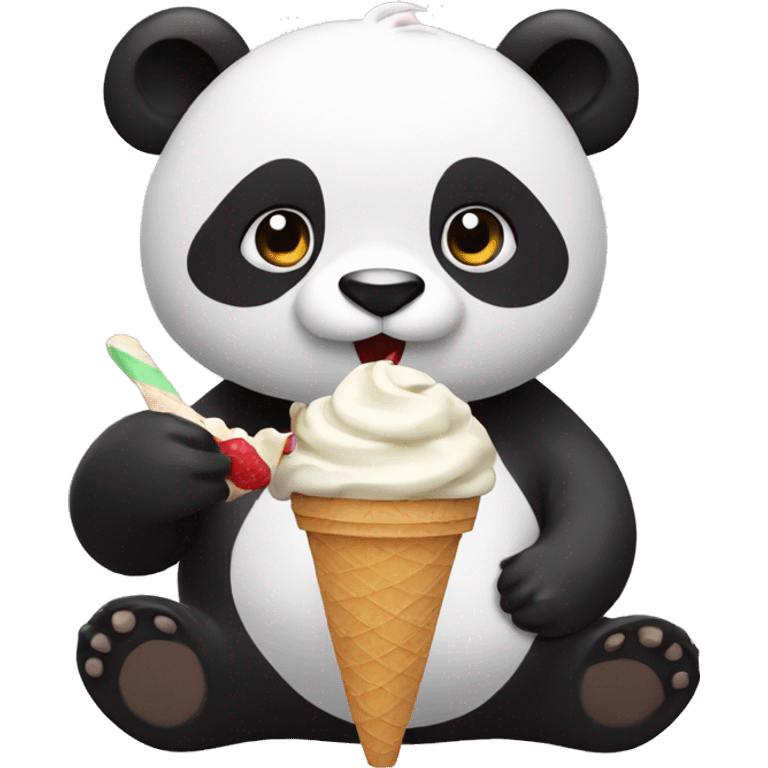 Panda eating ice cream emoji