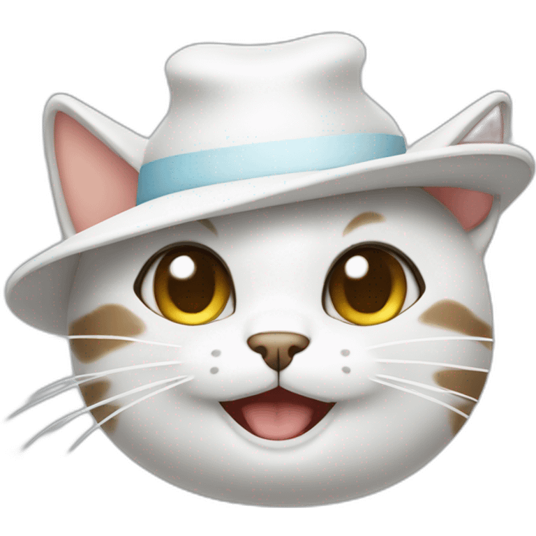 cat with a white hat winking emoji