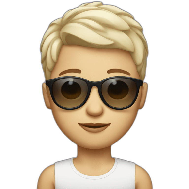 White kid with short hair and heart shape sunglasses emoji