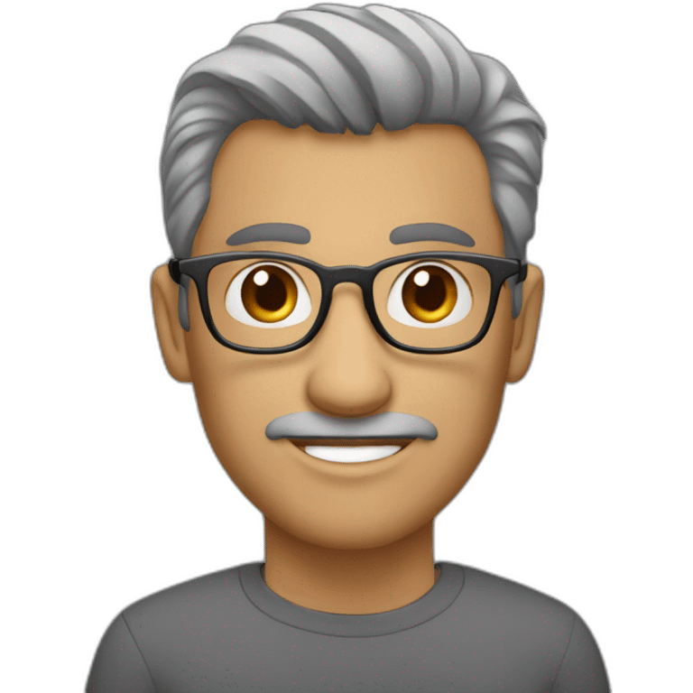 Hombre,lentes gris, pelo corto cafe, cejas cafe  emoji