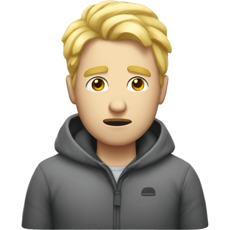 Man with blonde hair feeling cold emoji