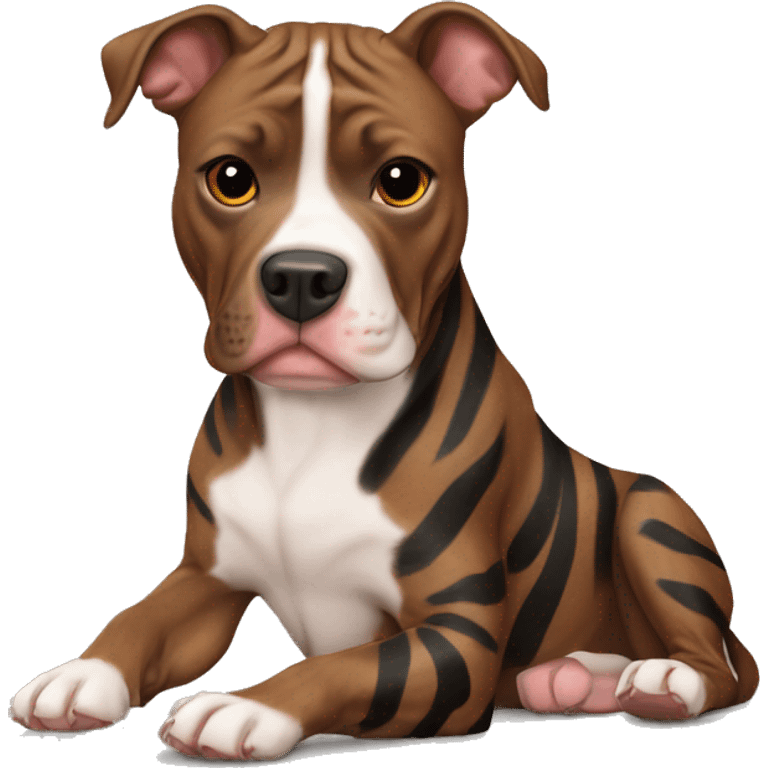 Dog pit bull brindle brown and  black stripes emoji