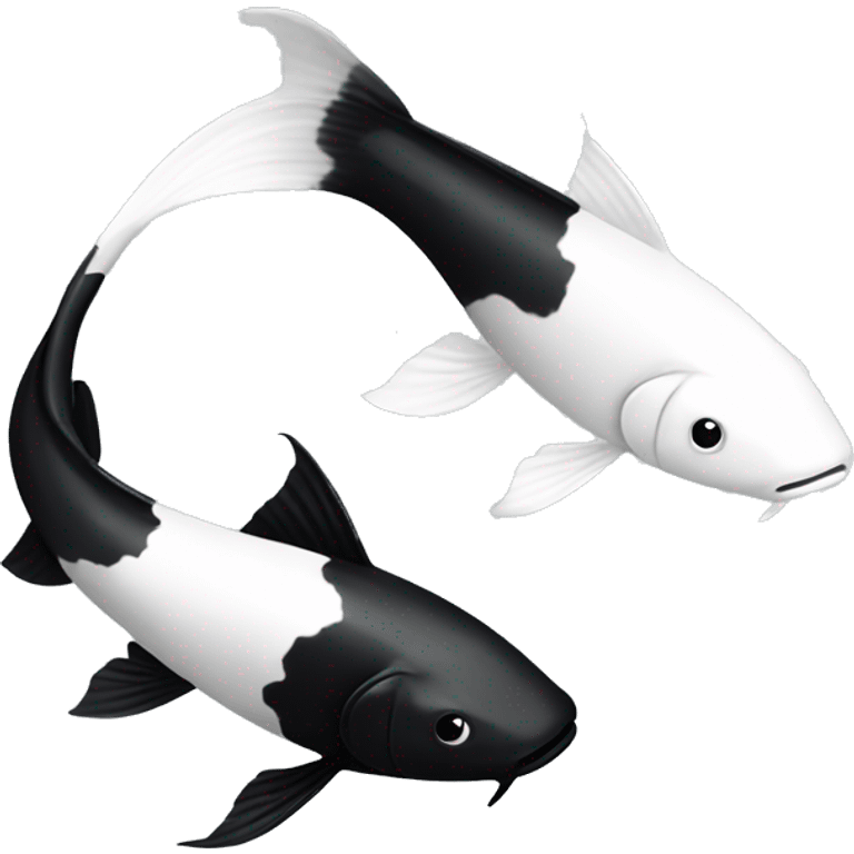 black koi fish and white koi fish circulating each other emoji