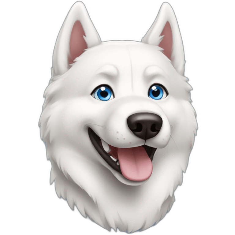 Happy white husky  blue eyes emoji