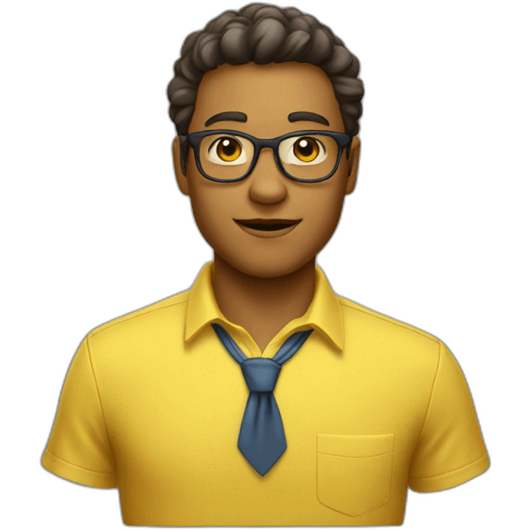 a nerd wearing a yellow shirt emoji