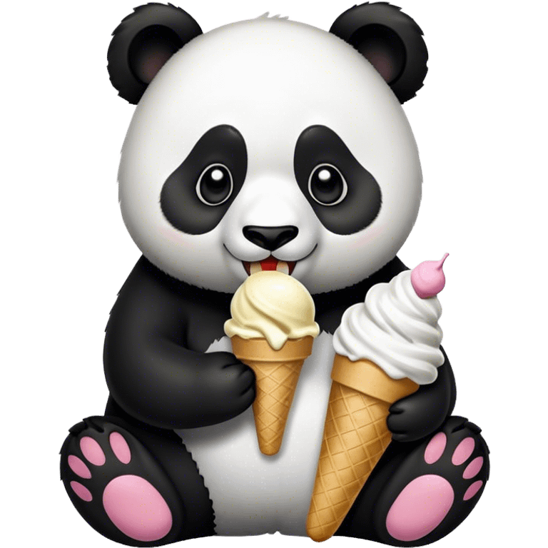 Panda eating ice cream emoji