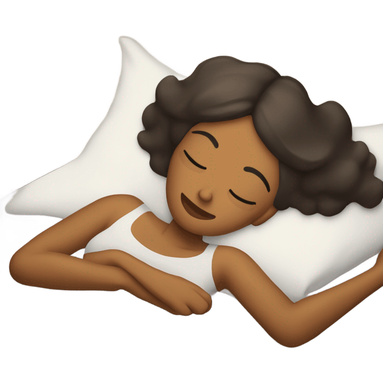 Haz a una mujer de piel morena en una cama durmiendo  emoji