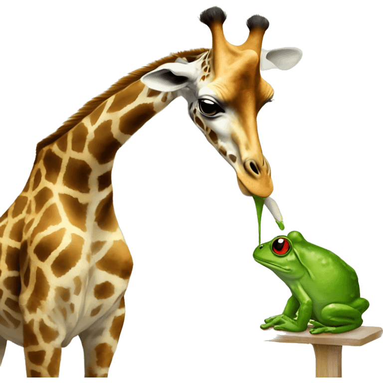 A giraffe painting a frog  emoji