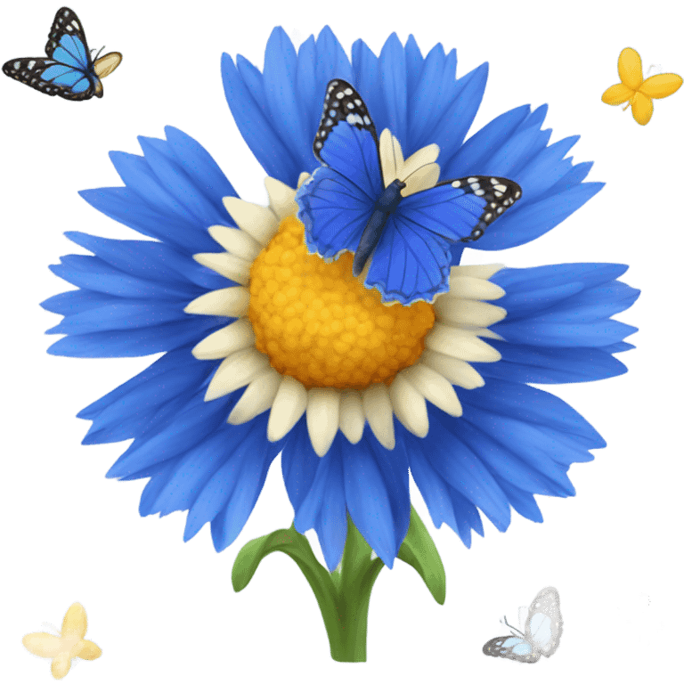 Cornflower with butterflies  emoji