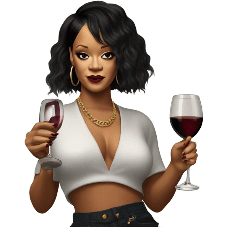 Photo Realistic Rihanna with wine glass emoji