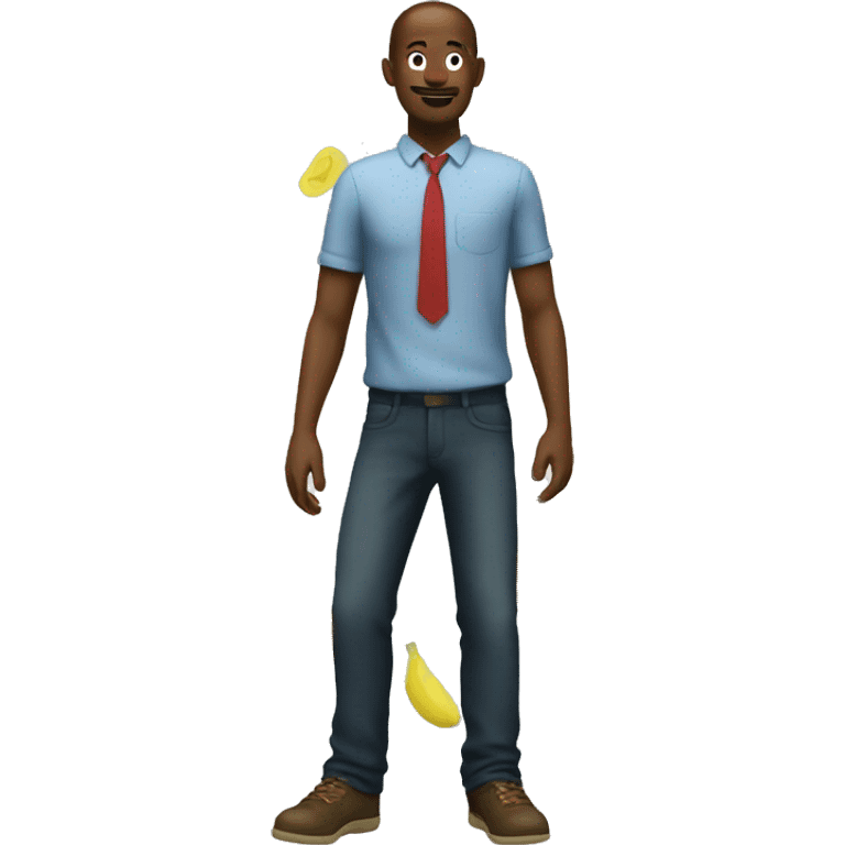 Man standing on banana emoji