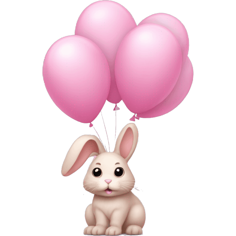 Light pink bunny with pink baloons emoji