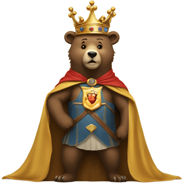 Bear wearing crown and cape and he’s the king of the kingdom emoji