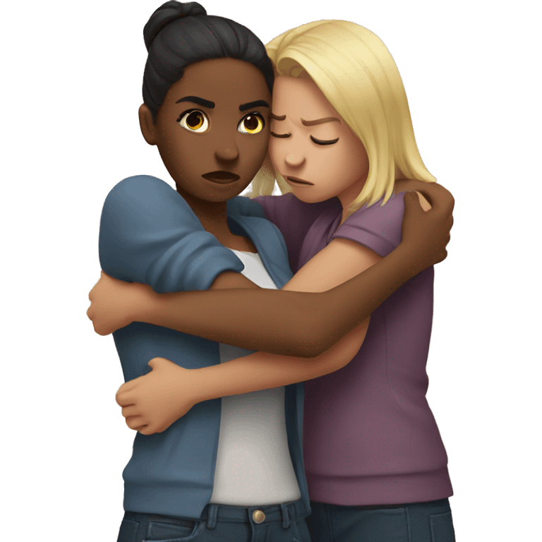 two girls hugging angry emoji