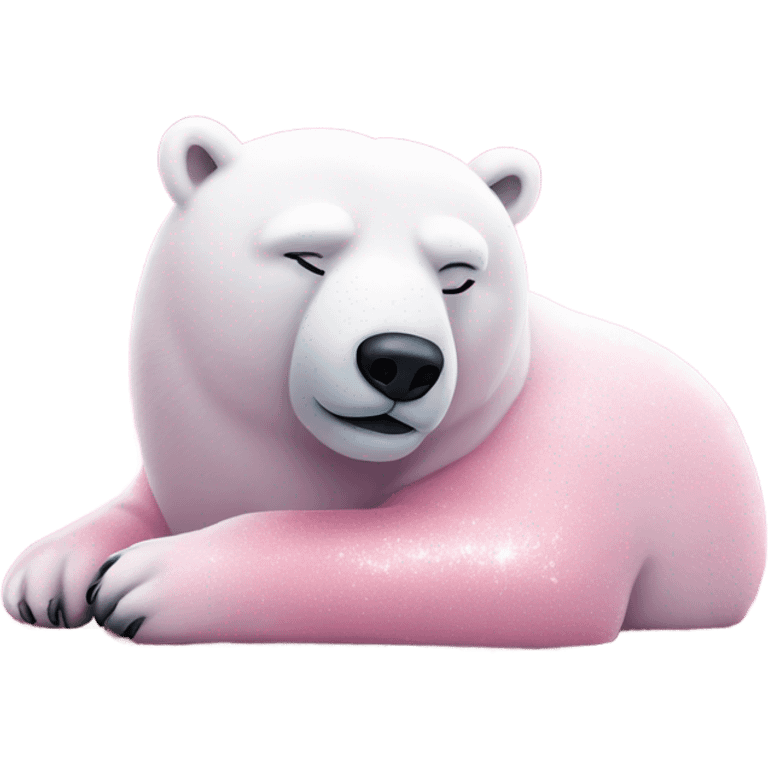 Pink polar bear lying down with glitter emoji