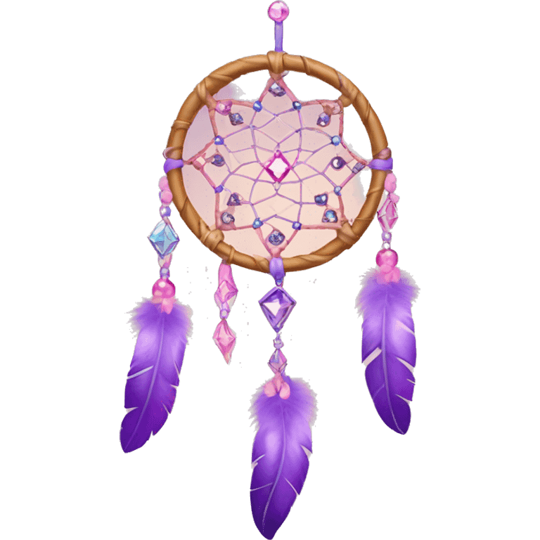 A dream catcher with small purple and pink diamonds that dangle emoji