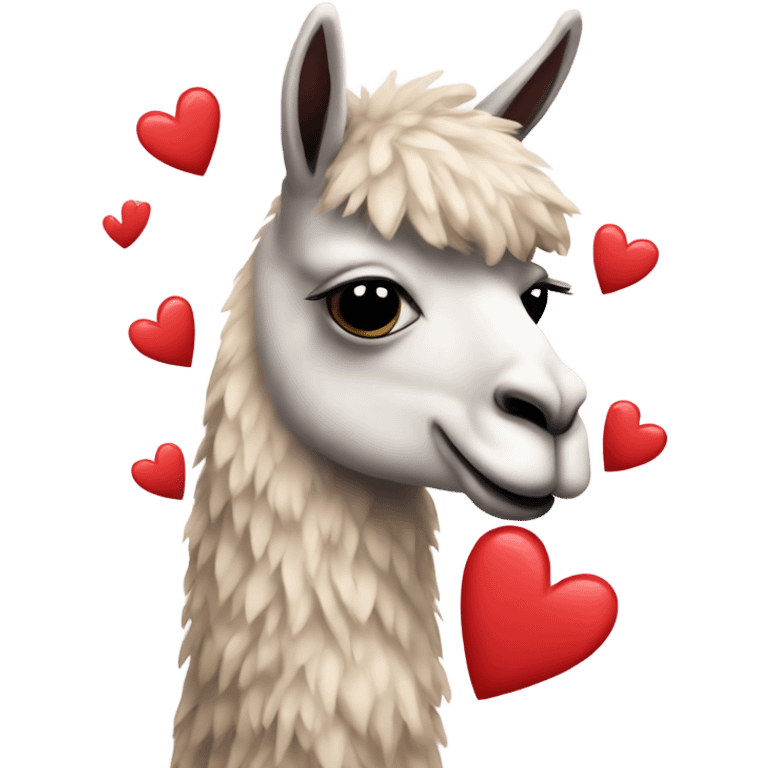 Llama with hearts emoji